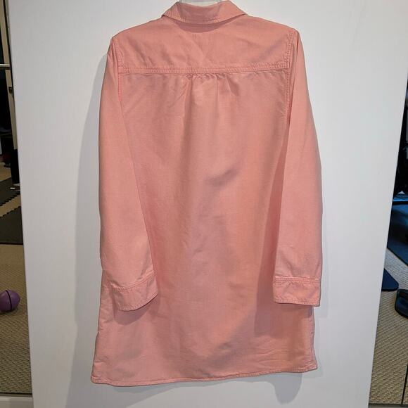 Lands’ End Canvas Peachy Pink Cotton Blend Shirt Dress Size 14 - Picture 3 of 11